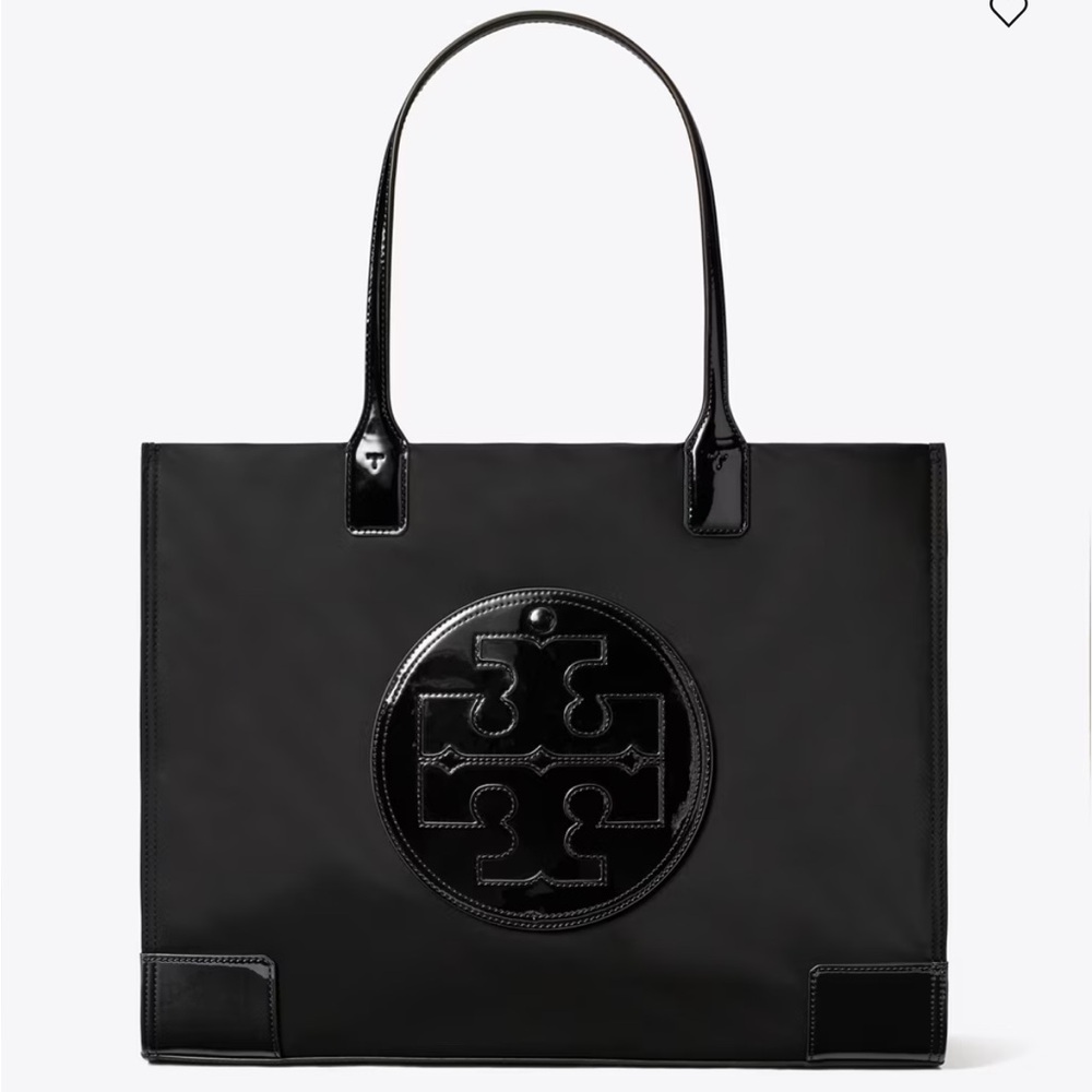 Tory Burch Black Ella Patent Tote Large